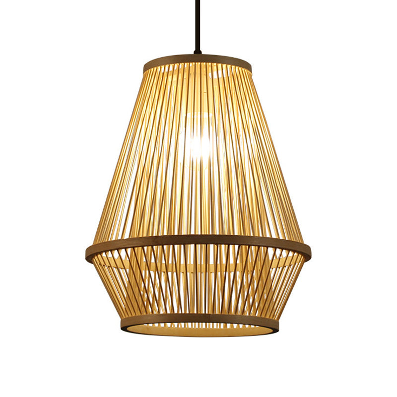Poste de la jaula de madera Costilización de luz contemporánea 1 bombilla lámpara colgante
