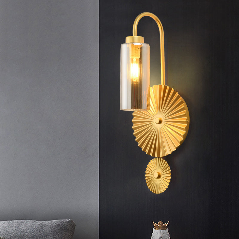 Retro GoiSeleck wandlamp 1 Licht Amber/Clear/Smoke Gray Glass Wandlicht SCONCE MET LOTUS BEADEsign