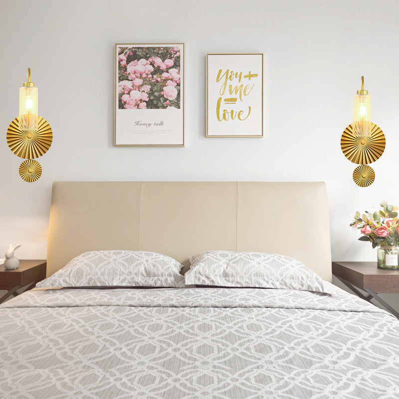 Retro GoiSeleck wandlamp 1 Licht Amber/Clear/Smoke Gray Glass Wandlicht SCONCE MET LOTUS BEADEsign