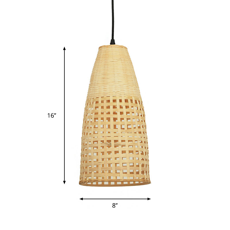 Bamboo Suspension effilée PENDANT MODERNISME 1 Plafond de bulbe Lumière suspendue en bois