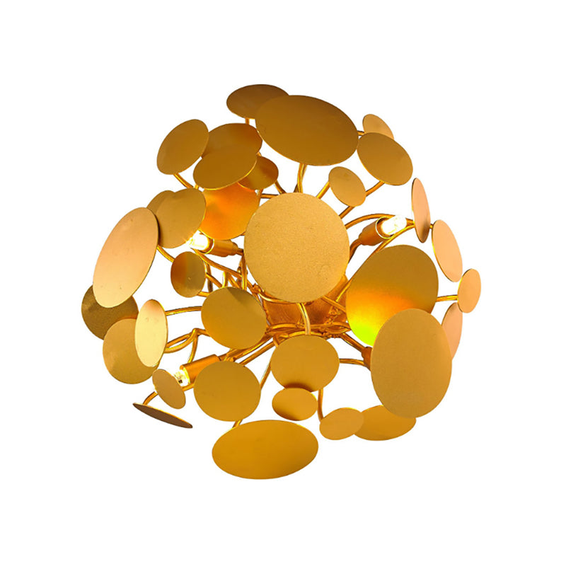 Circular Steel Wall Sconce Lighting Contemporary Style 4 Bulbs Living Room Wall Mount Light in Gold