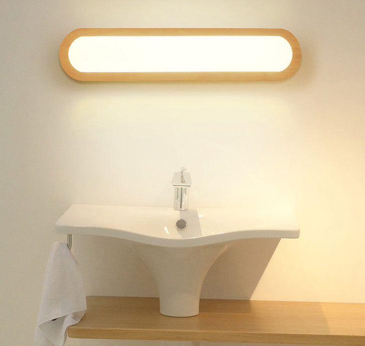 Linear ovale en bois rincier mural simplicité en acrylique LED Vanité murale pour chambre à coucher