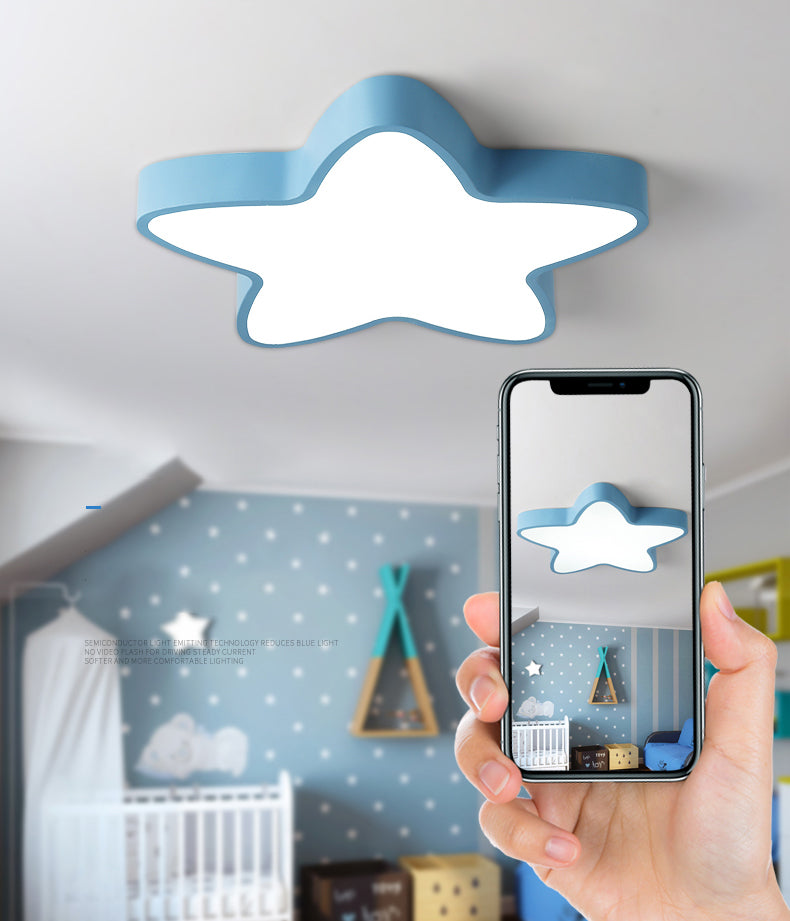 Plafonnier LED en forme d'étoile Macaron nordique en fer forgé pour chambre d'enfant