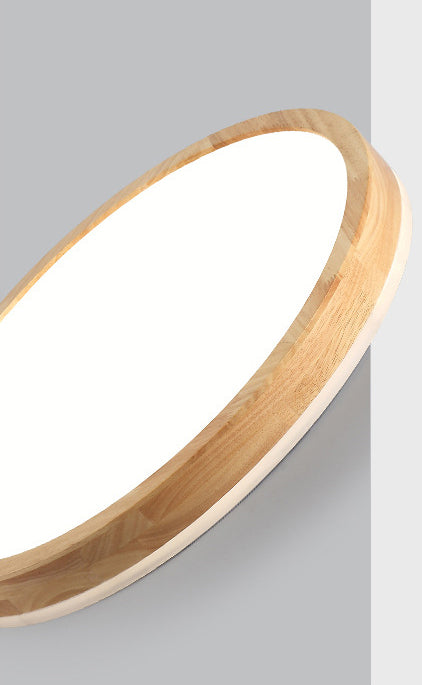 Circle Flush-Mount Light Fixture Modern Style Wooden LED Bedroom Flush Ceiling Light Fixture in Wood
