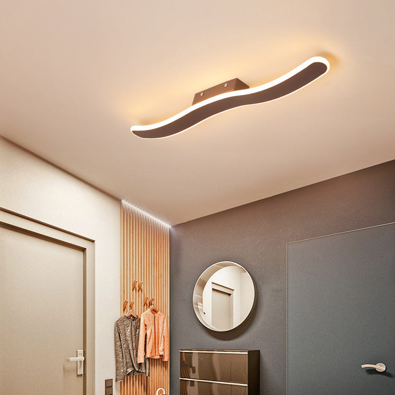 Wave Metal Semi Flush Mount Lighting Minimalist LED Coffee Semi Flush Ceiling Light