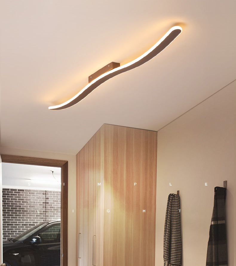 Wave Metal Semi Flush Mount Lighting Minimalist LED Coffee Semi Flush Ceiling Light