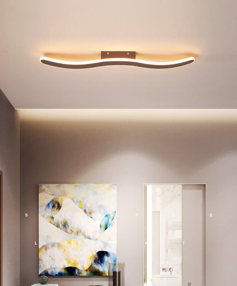 Wave Metal Semi Flush Mount Lighting Minimalist LED Coffee Semi Flush Ceiling Light