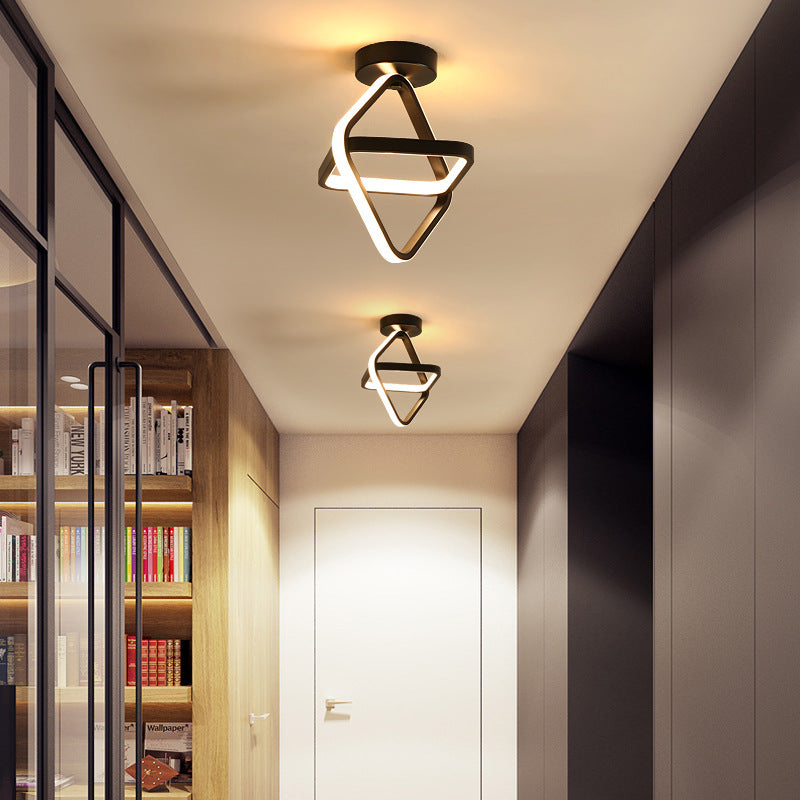 Geometrische semi -flush mount light moderne eenvoud aluminium plafond verlichtingsarmaturen voor slaapkamer