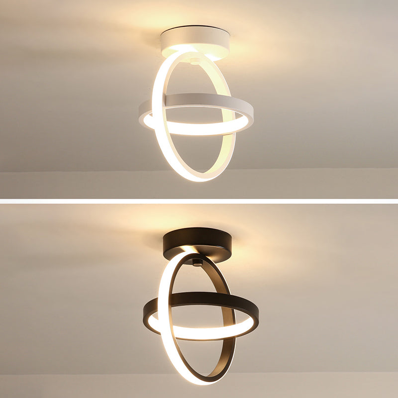 Geometrische semi -flush mount light moderne eenvoud aluminium plafond verlichtingsarmaturen voor slaapkamer