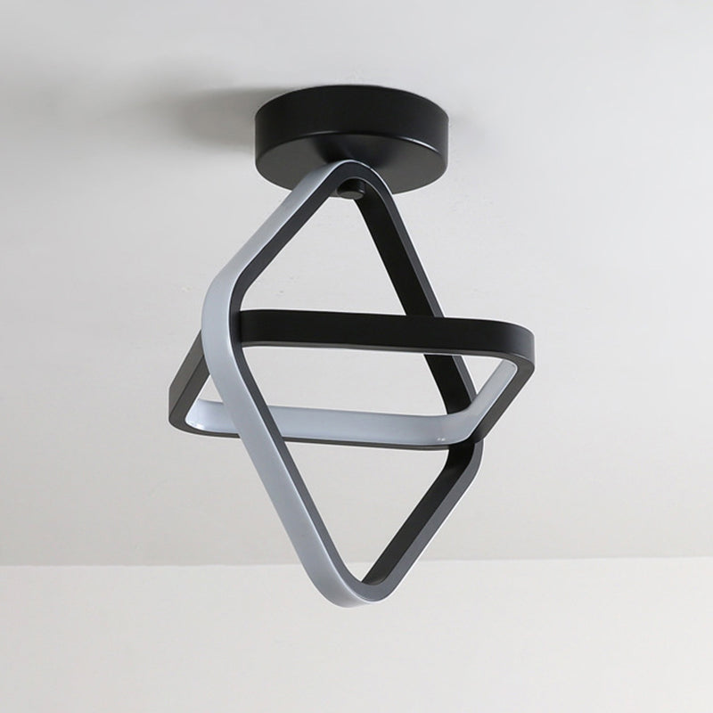 Geometrische semi -flush mount light moderne eenvoud aluminium plafond verlichtingsarmaturen voor slaapkamer