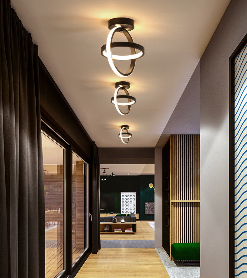 Geometrische semi -flush mount light moderne eenvoud aluminium plafond verlichtingsarmaturen voor slaapkamer