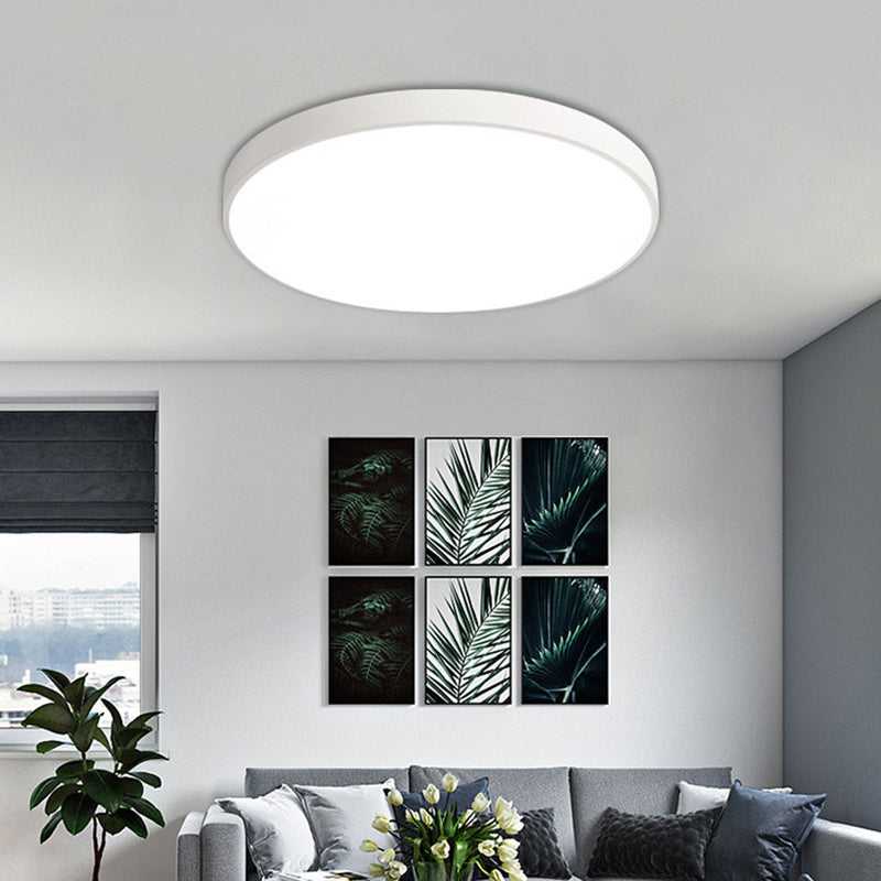 Nordic Acrylic Round Ceiling Light Wrought Iron Bedroom Flush Mount Ceiling Light