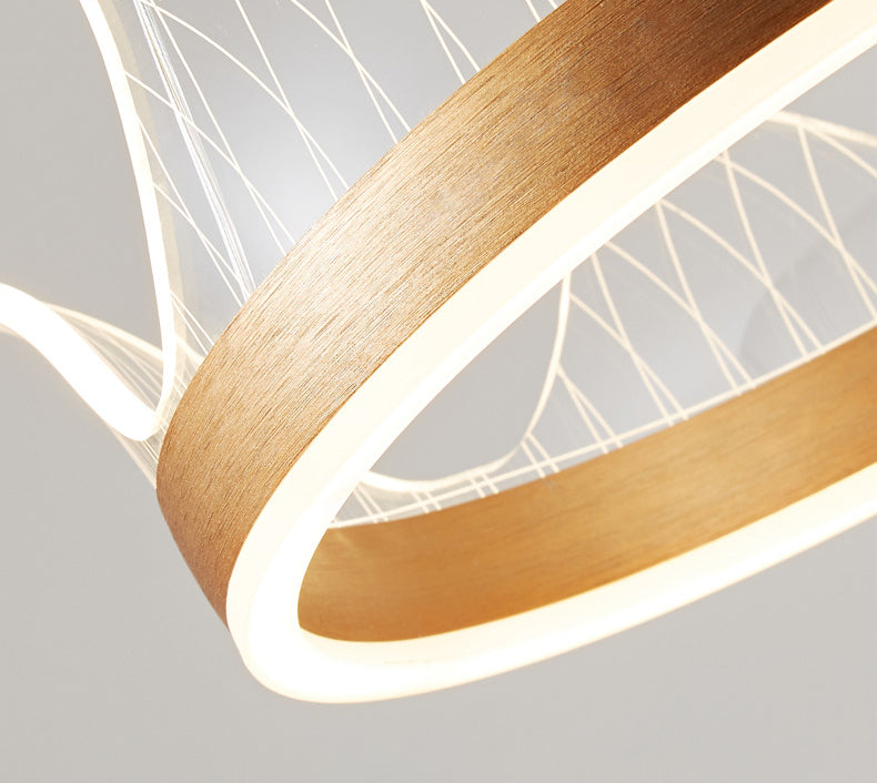 Minimalist LED Suspension Light Gold Crown Shaped Chandelier with Acrylic Diffuser