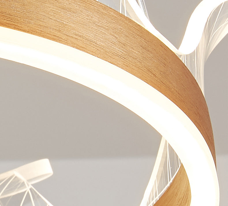 Minimalist LED Suspension Light Gold Crown Shaped Chandelier with Acrylic Diffuser