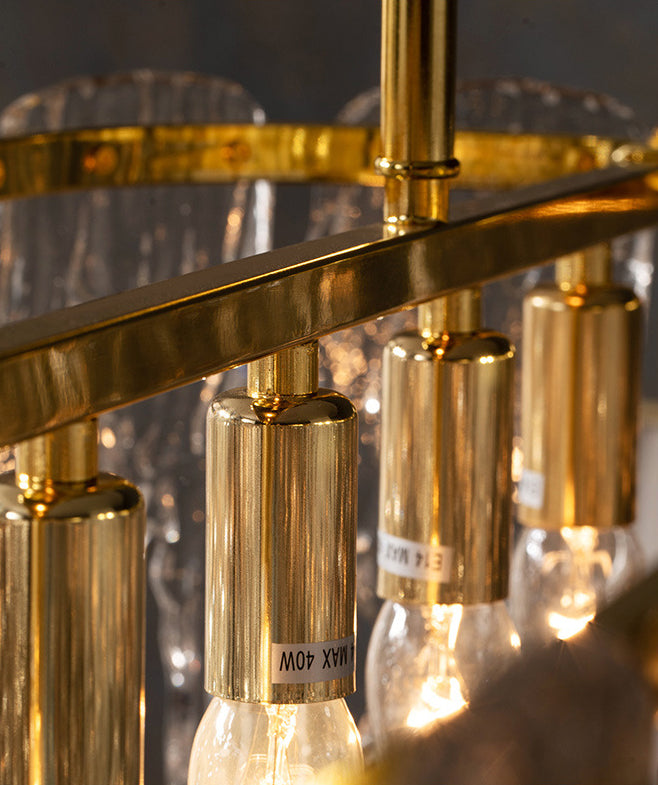 Modern Luxurious Island Pendant Lighting 7 Light Water Column Optical Crystal Island Ceiling Light for Living Room