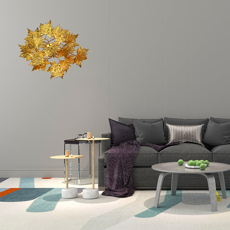 Aluminium Gold Wandhalterung Beleuchtung Ahornblatt 4 Lichter Moderne Wandlampe für Schlafzimmer