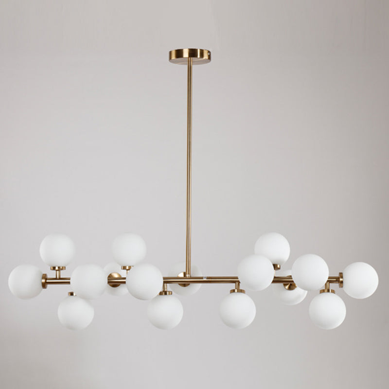 Opal Glass Bubbles Island Lighting Minimalistic Gold Suspension Lamp for Dining Room