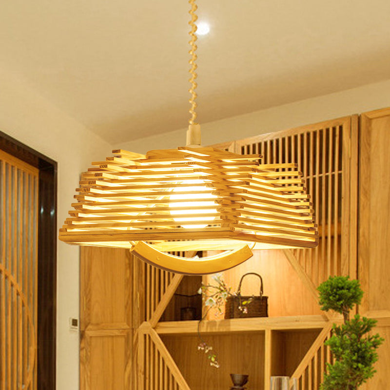 Modernista 1 Bulbo Posto Iluminación Beige Beige Capazing Lighting Lights con sombra de madera