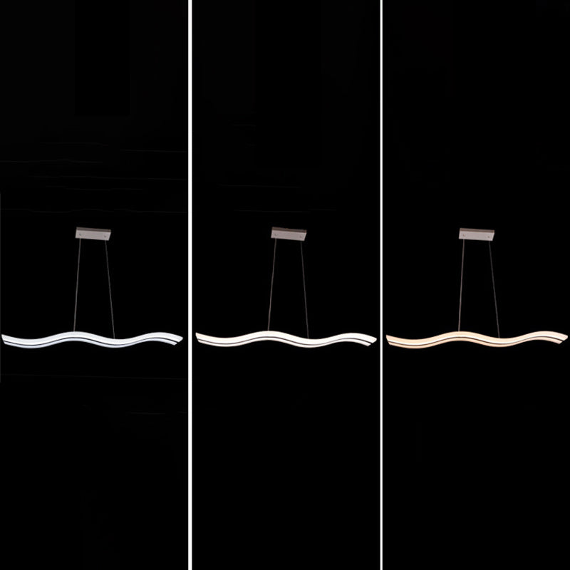 Flow Shaped Hanging Lamp Minimalist Acrylic Dining Room LED Island Light in White