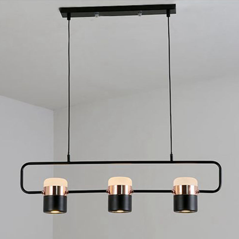 Minimalismo moderno rettangolo isola illuminazione a sospensione LED LED Cilindro sfumatura Il soffitto dell'isola per soggiorno per soggiorno