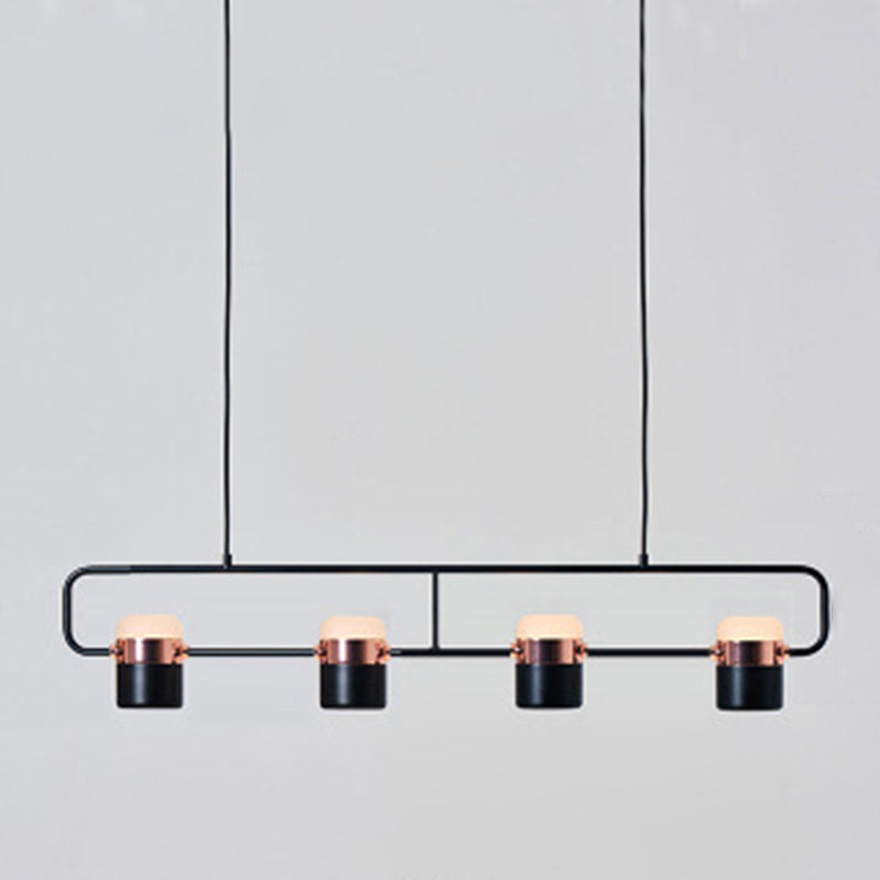 Minimalismo moderno rettangolo isola illuminazione a sospensione LED LED Cilindro sfumatura Il soffitto dell'isola per soggiorno per soggiorno