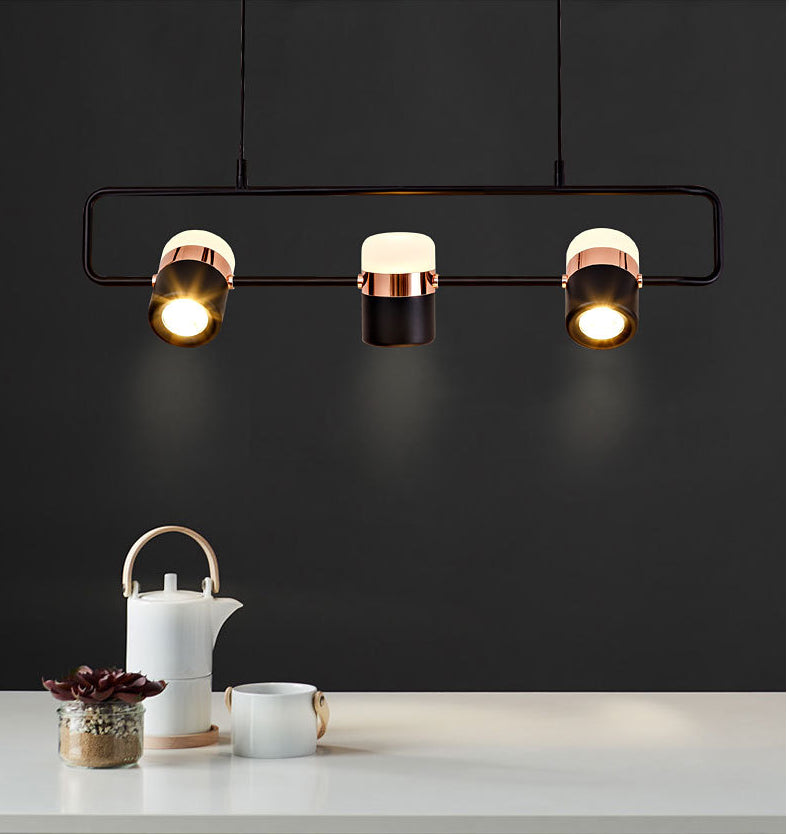 Minimalismo moderno rettangolo isola illuminazione a sospensione LED LED Cilindro sfumatura Il soffitto dell'isola per soggiorno per soggiorno