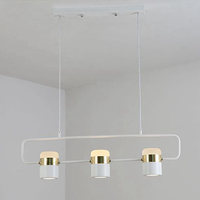 Minimalismo moderno rettangolo isola illuminazione a sospensione LED LED Cilindro sfumatura Il soffitto dell'isola per soggiorno per soggiorno