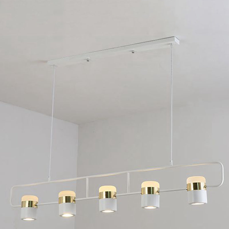 Minimalismo moderno rettangolo isola illuminazione a sospensione LED LED Cilindro sfumatura Il soffitto dell'isola per soggiorno per soggiorno