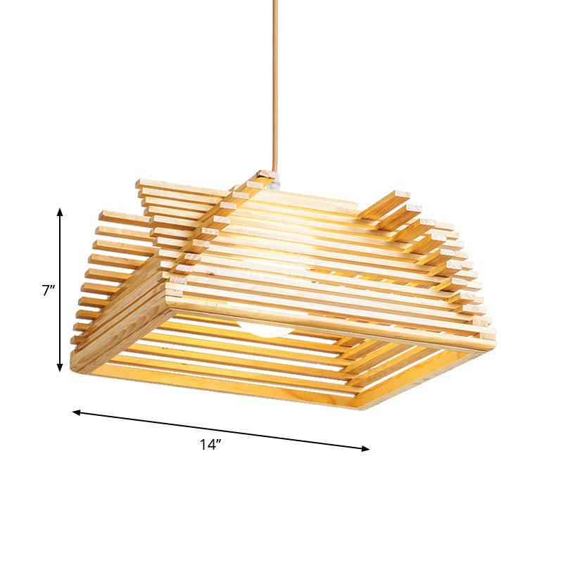 Moderniste 1 Bulbe Pendant Lighting Beege Beeged Scroding Lightture avec de l'ombre en bois