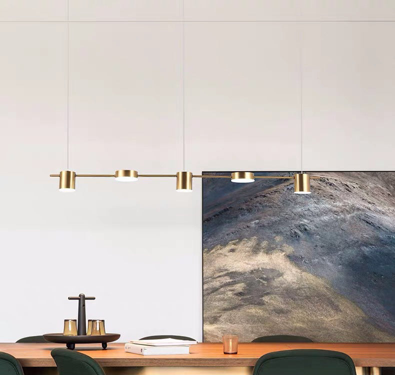 Minimalist Linear Island Lighting Metal 5-Light Dining Room LED Hanging Pendant Light