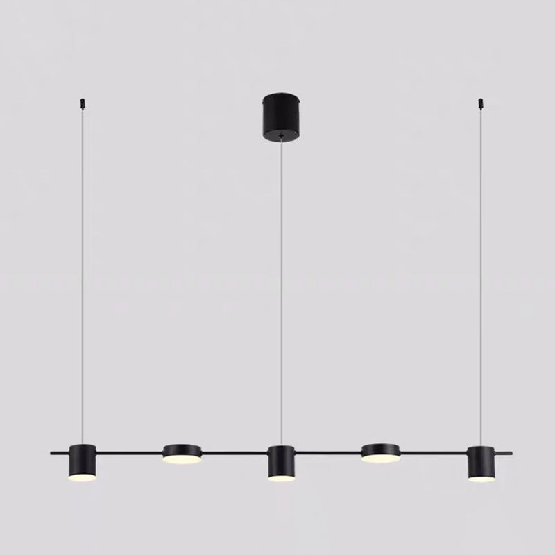 Minimalist Linear Island Lighting Metal 5-Light Dining Room LED Hanging Pendant Light