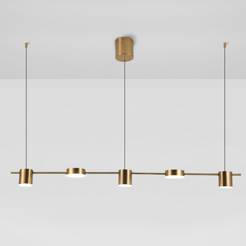 Minimalist Linear Island Lighting Metal 5-Light Dining Room LED Hanging Pendant Light