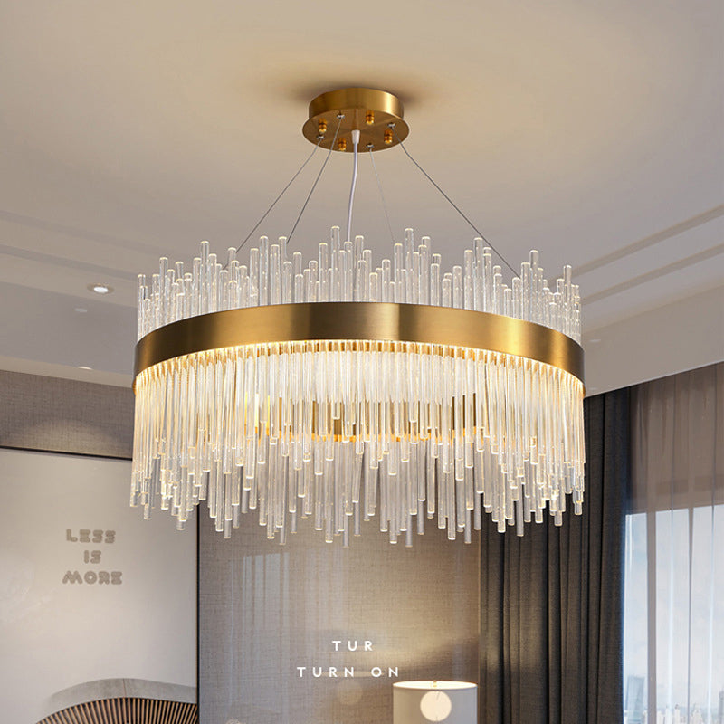 Crystal Sticks Pendant Lighting Minimalist Gold LED Island Lighting Fixture for Dinner