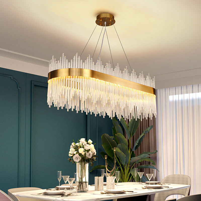 Crystal Sticks Pendant Lighting Minimalist Gold LED Island Lighting Fixture for Dinner