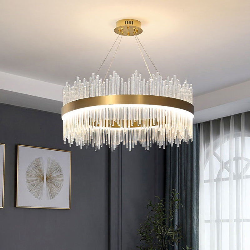 Crystal Sticks Pendant Lighting Minimalist Gold LED Island Lighting Fixture for Dinner