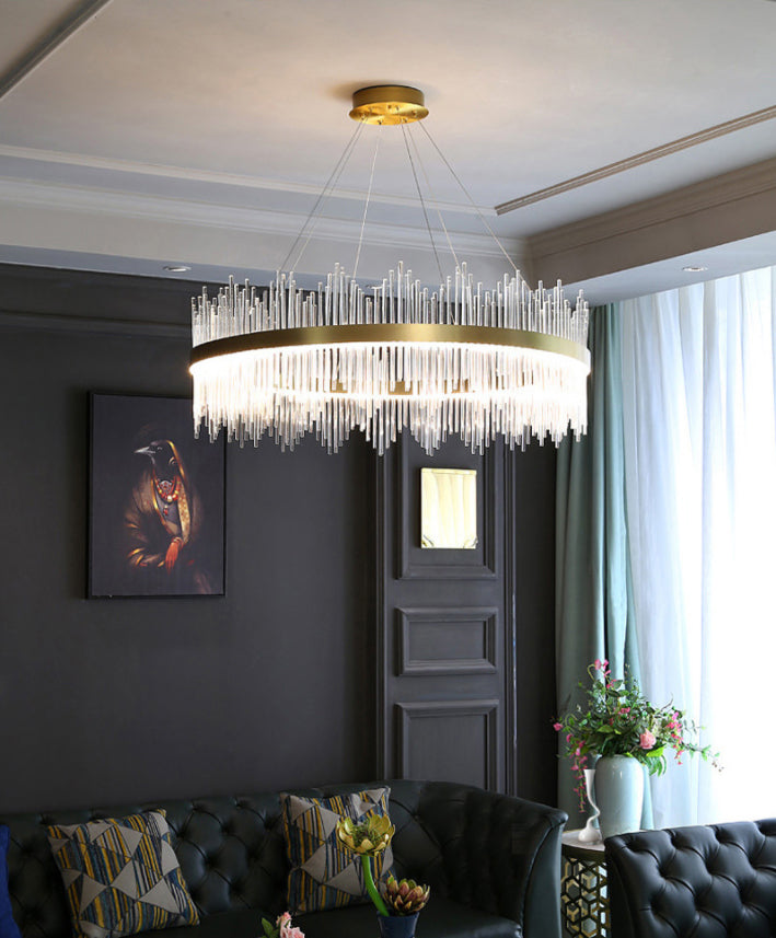 Crystal Sticks Pendant Lighting Minimalist Gold LED Island Lighting Fixture for Dinner