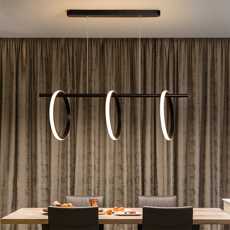 Modern Minimalism Linear Island Pendant Lighting LED Metal Ring Island Ceiling Light for Living Room