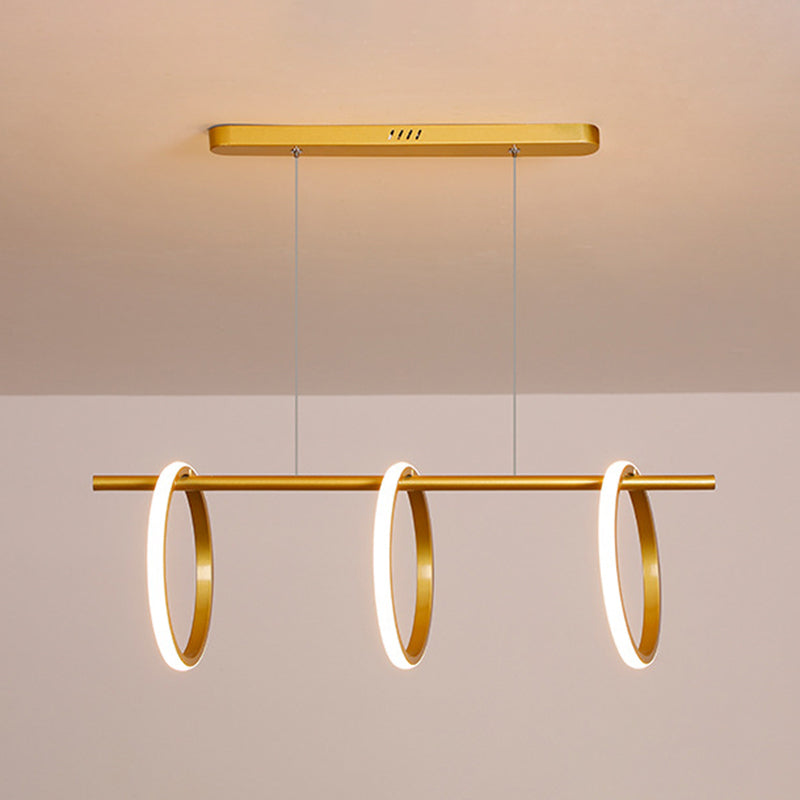 Modern Minimalism Linear Island Pendant Lighting LED Metal Ring Island Ceiling Light for Living Room