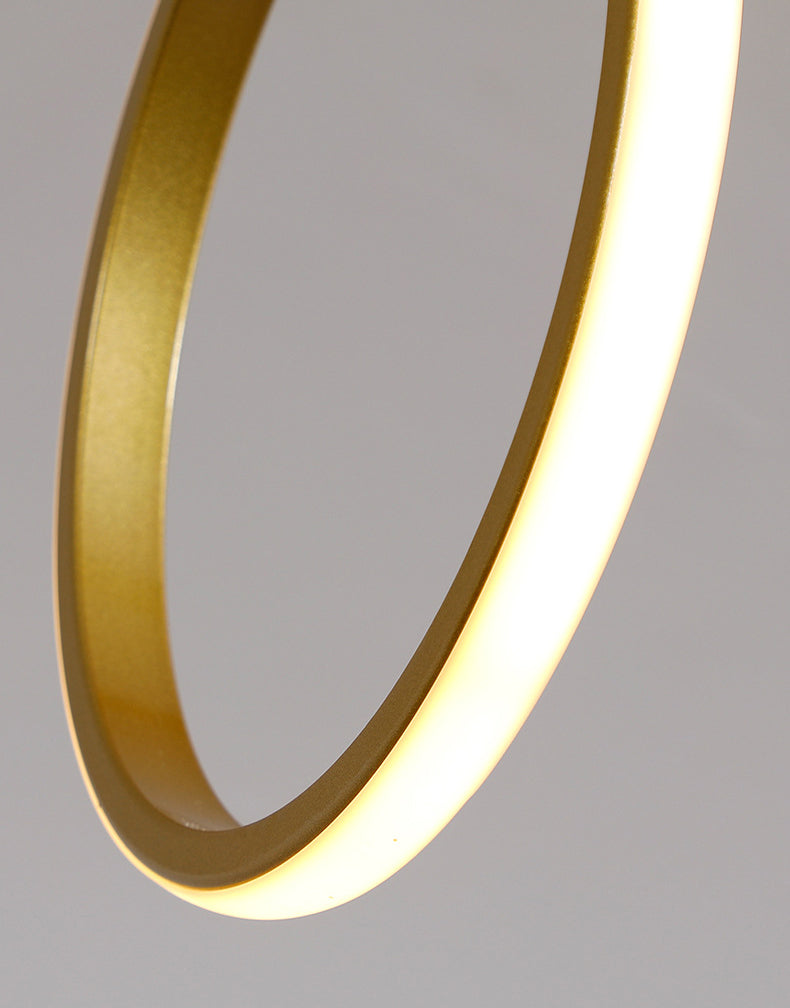 Modern Minimalism Linear Island Pendant Lighting LED Metal Ring Island Ceiling Light for Living Room