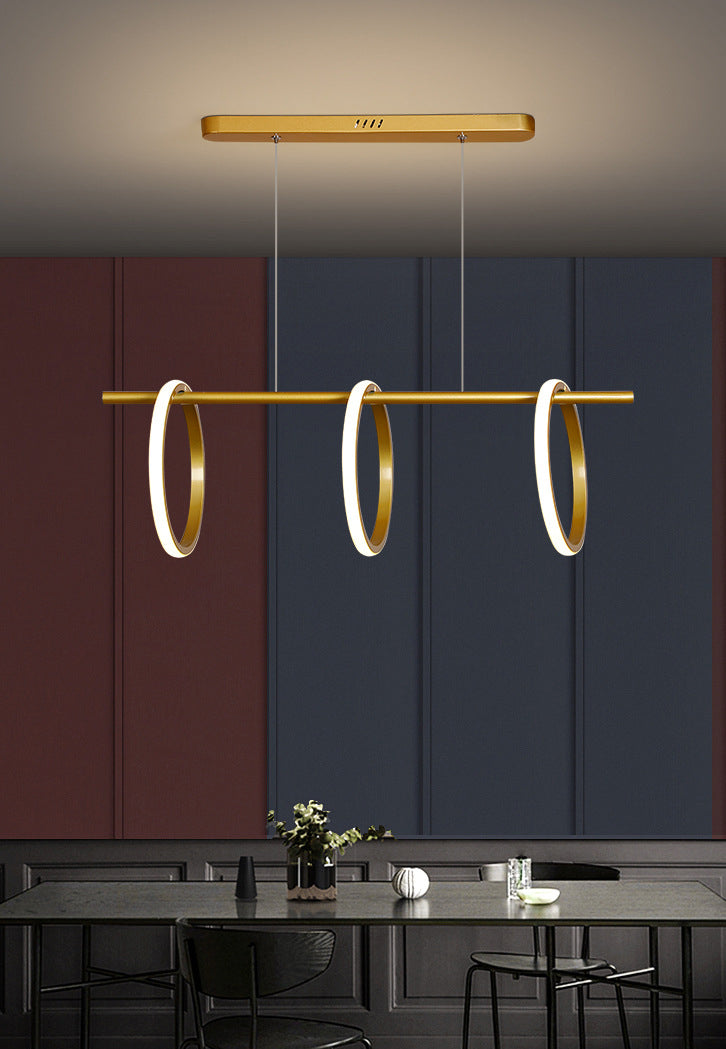 Modern Minimalism Linear Island Pendant Lighting LED Metal Ring Island Ceiling Light for Living Room