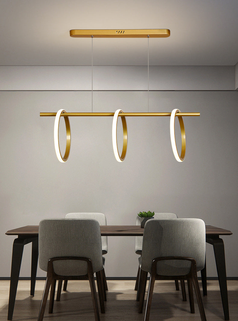 Modern Minimalism Linear Island Pendant Lighting LED Metal Ring Island Ceiling Light for Living Room