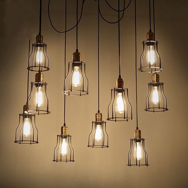 Spider metalen hanglamp armatuur industrieel retro restaurant plafond hang licht in zwart