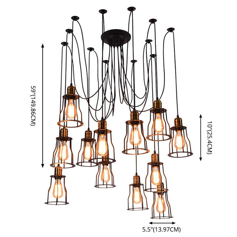 Spider metalen hanglamp armatuur industrieel retro restaurant plafond hang licht in zwart