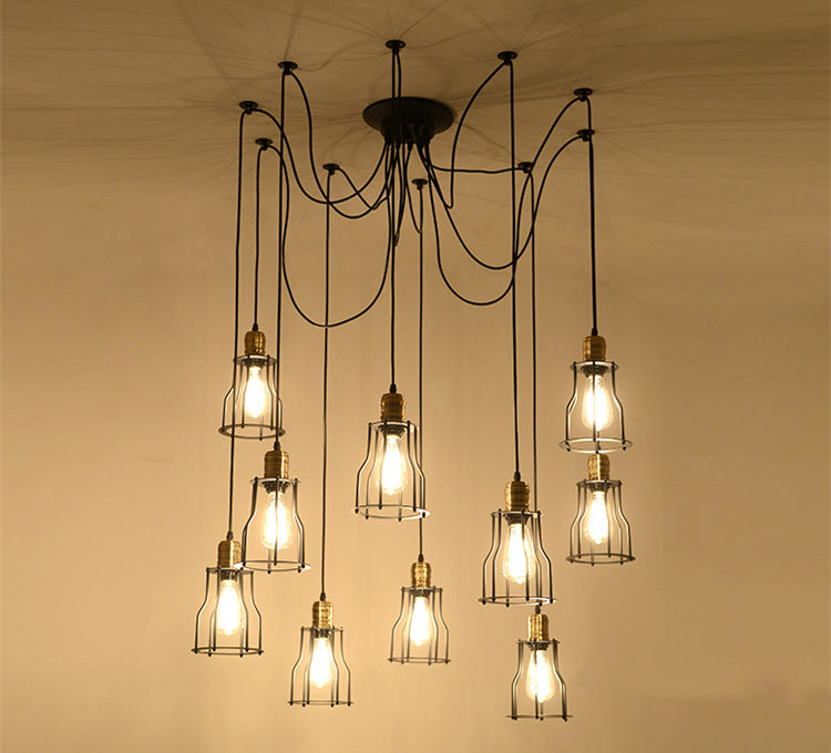 Spider metalen hanglamp armatuur industrieel retro restaurant plafond hang licht in zwart