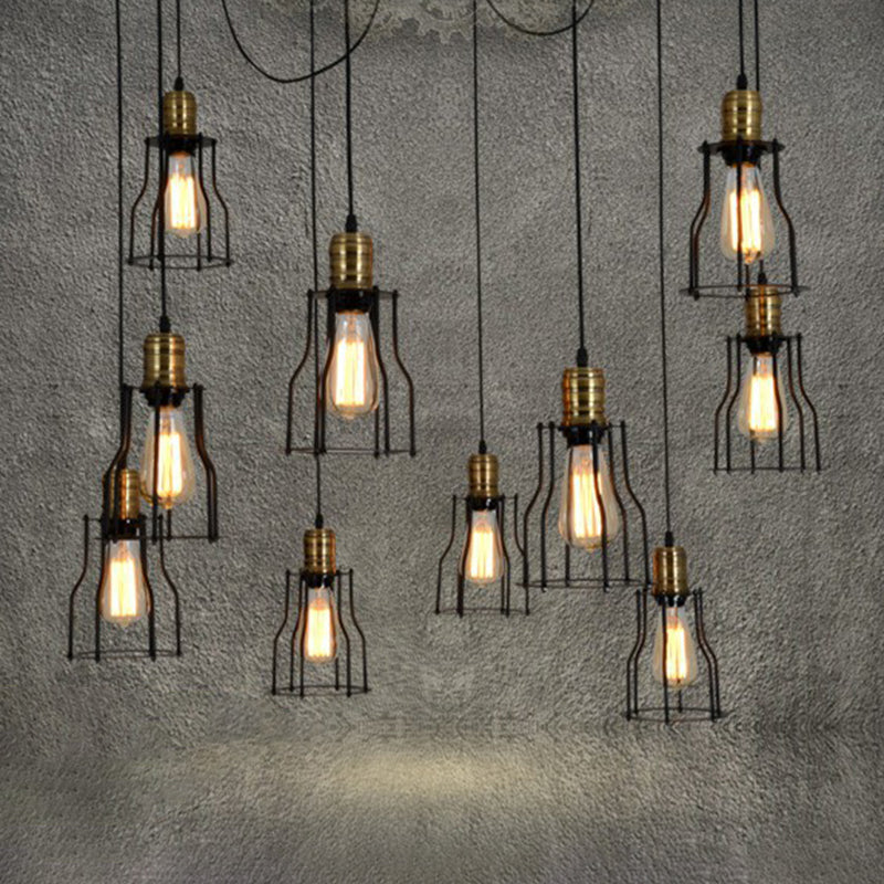 Spider metalen hanglamp armatuur industrieel retro restaurant plafond hang licht in zwart