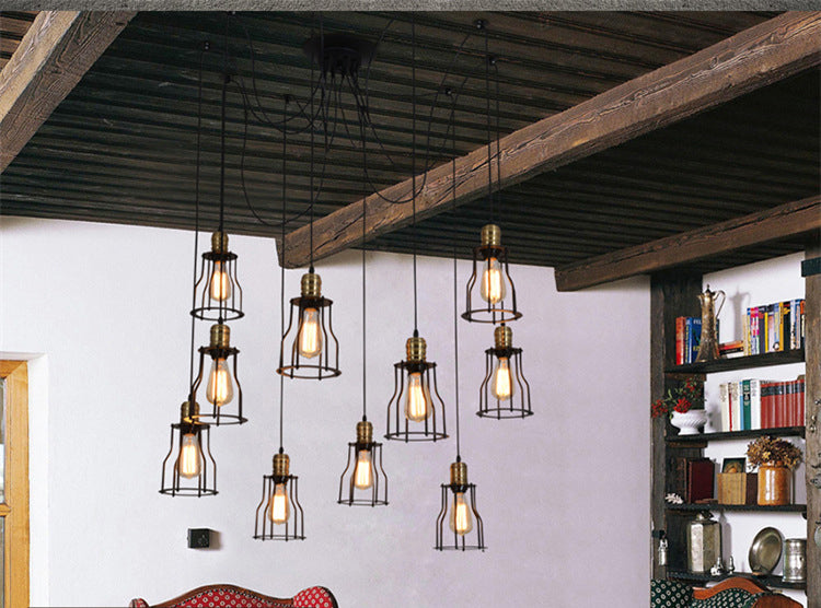 Spider metalen hanglamp armatuur industrieel retro restaurant plafond hang licht in zwart