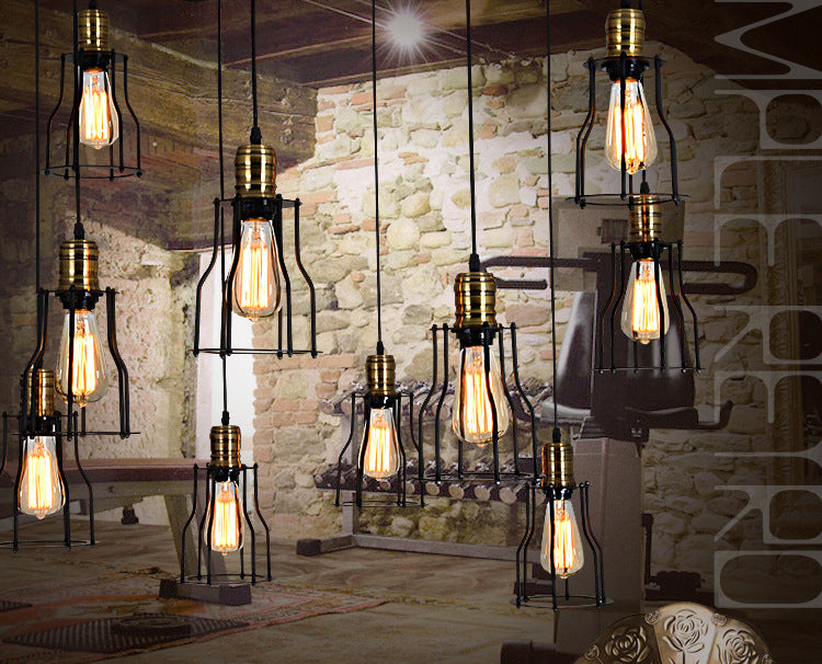 Spider metalen hanglamp armatuur industrieel retro restaurant plafond hang licht in zwart