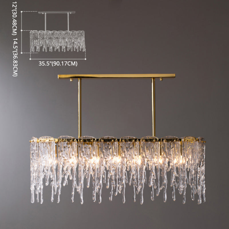 Modern Luxurious Island Pendant Lighting 7 Light Water Column Optical Crystal Island Ceiling Light for Living Room