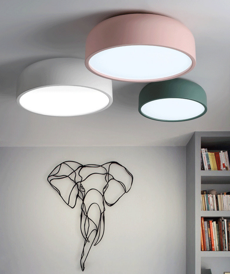 Plafonnier Macaron à 1 tête, matériau en fer, lumière blanche acrylique, éclairage encastré pour salon