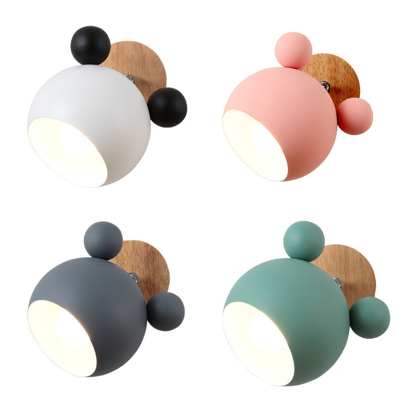 Nordic Modern Simple Children Style Panda Macaron Bedroom Wall Lamp